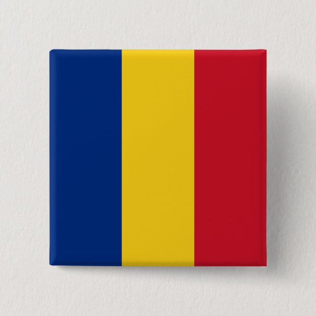 Romanian Flag (Romania) 2 Inch Square Button (Front)
