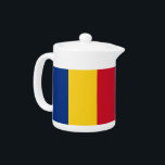 Romanian Flag Teapot<br><div class="desc">Add a touch of Romanian pride to your tea time with our exclusive teapot featuring the flag of Romania! Crafted with meticulous attention to detail, this teapot is more than just a functional item; it’s a celebration of Romania’s heritage and cultural pride. The vibrant design prominently displays the iconic Romanian...</div>