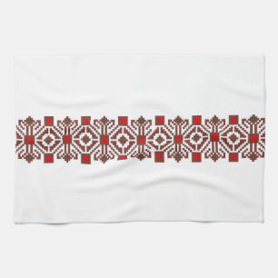 romanian folk costume stitch geometric floral art kitchen towel