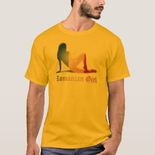 Romanian Girl Silhouette Flag T-Shirt