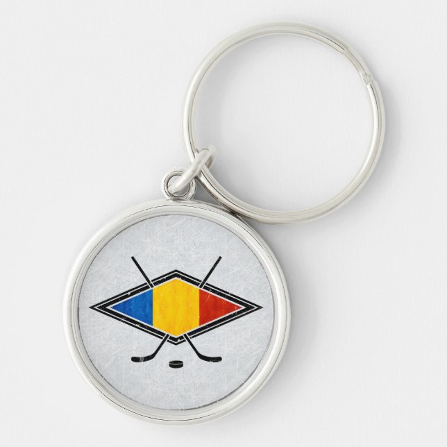 Romanian Ice Hockey Flag Keychain (Front)