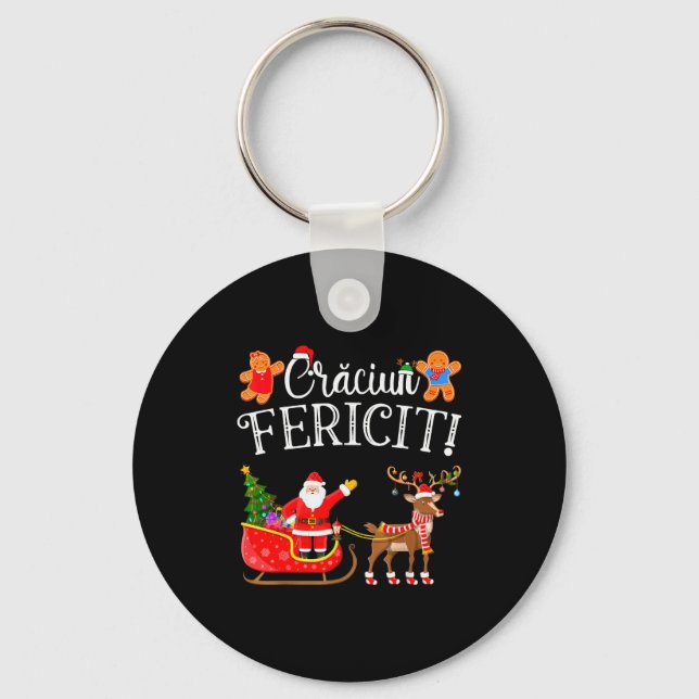 Romanian Merry Christmas Craciun Fericit  Keychain (Front)