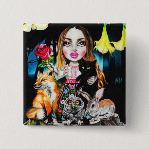 Romanian Princess 2 Inch Square Button