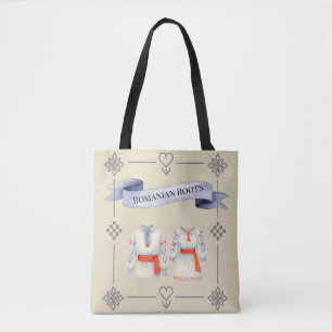 Romanian Roots Folk Costume Traditional Attire Tote Bag