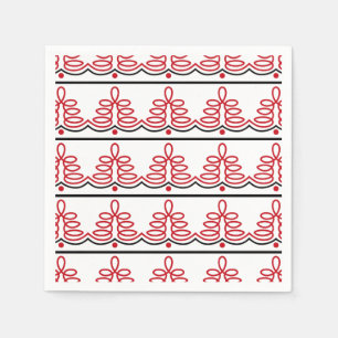 Romanian Traditional Folk Motif in Red and Black Napkin