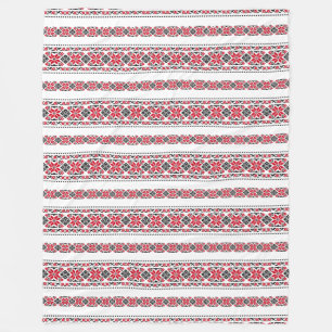 Romanian Traditional Motif "The Stars" Fleece Blanket