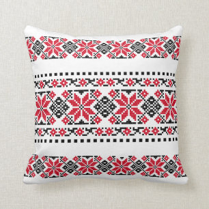 Romanian Traditional Motif "The Stars" Throw Pillow