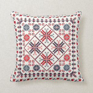 Romanian traditional pattern throw pillow