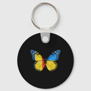 Romanian Ukrainian Flag Butterfly Romania Ukraine  Keychain