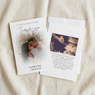 Romanic photo gradient effect wedding thank you card