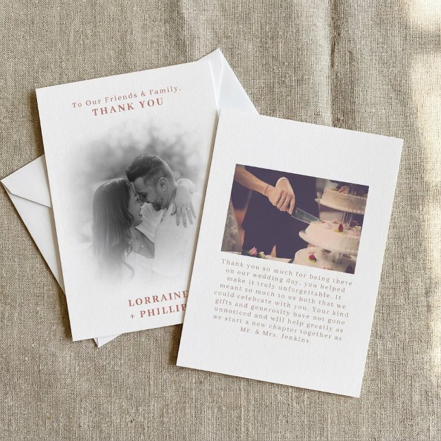 Romanic photo gradient effect wedding thank you card (Romanic photo gradient effect wedding thank you card.)