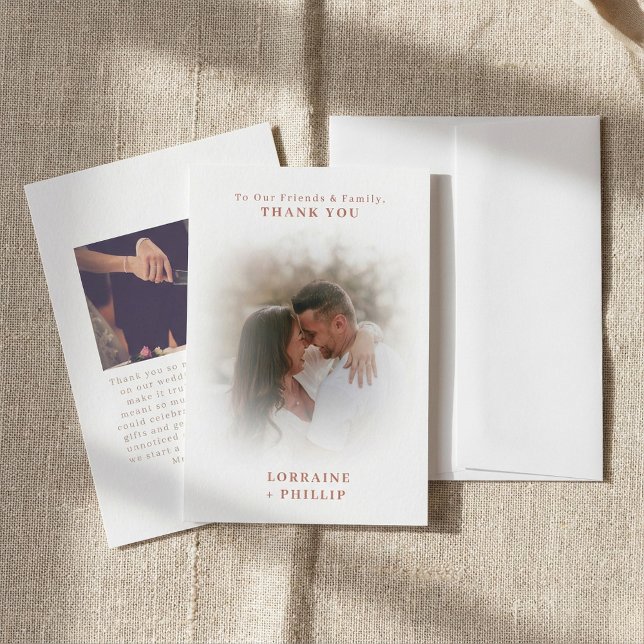 Romanic photo subtle gradient effect wedding thank you card (Romanic photo subtle gradient effect wedding thank you card.)