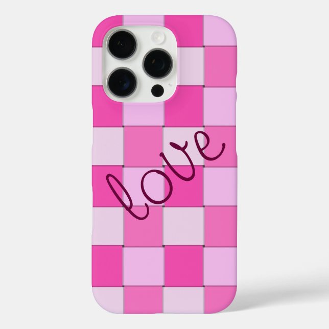 Romanic Pink Woven Tiles with Love Case-Mate iPhone Case (Back)