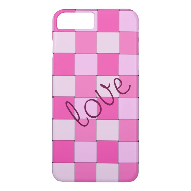 Romanic Pink Woven Tiles with Love Case-Mate iPhone Case (Back)