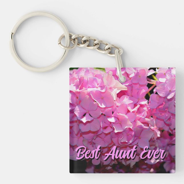 Romanic purple Hydrangeas pink purple flowers Aunt Keychain (Front)