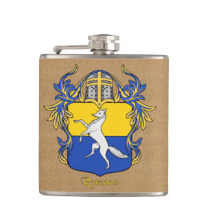 Romano Heraldic Shield with Helm and Mantle Hip Flask