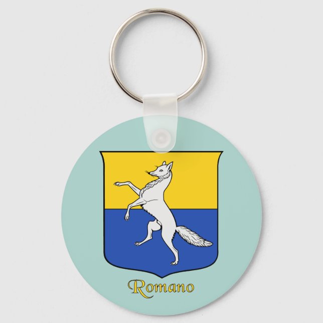 Romano Italian Surname Historical Shield Keychain (Front)
