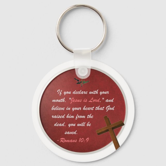 Romans 10:9 keychain (Front)