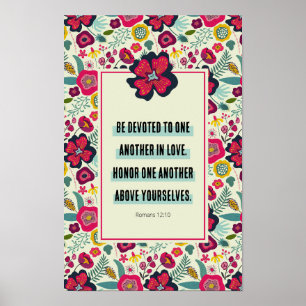 Romans 12:10 Bold Floral Abstract Honour Each Othe Poster