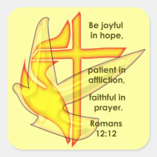 Romans 12:12 square sticker