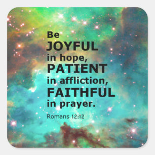 Romans 12:12 square sticker