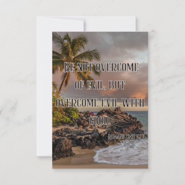 Romans 12:21 KJV Bible Verse Pic Flat Greeting Card (Front)