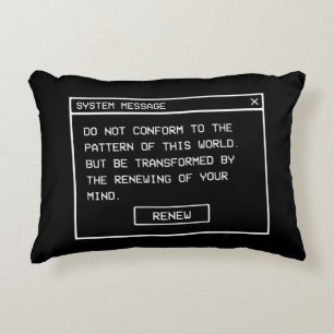Romans 12:2 Black and White Computer Alert Window Accent Pillow