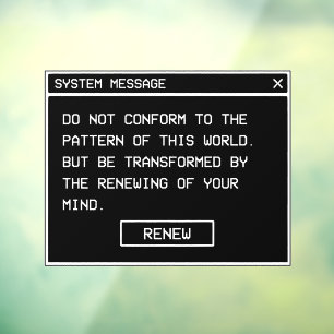 Romans 12:2 Black and White Computer Alert Window Cling