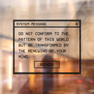 Romans 12:2 Black and White Computer Alert Window Cling