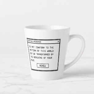 Romans 12:2 Black and White Computer Alert Window Latte Mug