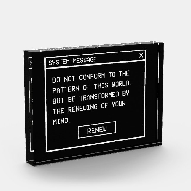 Romans 12:2 Black and White Computer Alert Window Photo Block (Left)