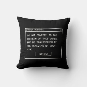 Romans 12:2 Black and White Computer Alert Window Throw Pillow