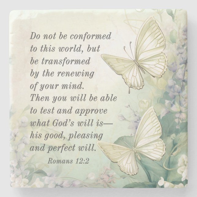Romans 12:2 Do not Conform to this World Bible Stone Coaster (Front)
