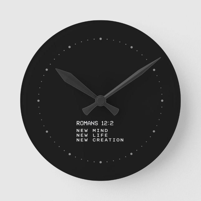Romans 12:2 New Mind Life Creation Minimalist Round Clock (Front)