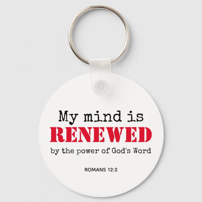 Romans 12v2 MIND RENEWED Christian Keychain (Front)