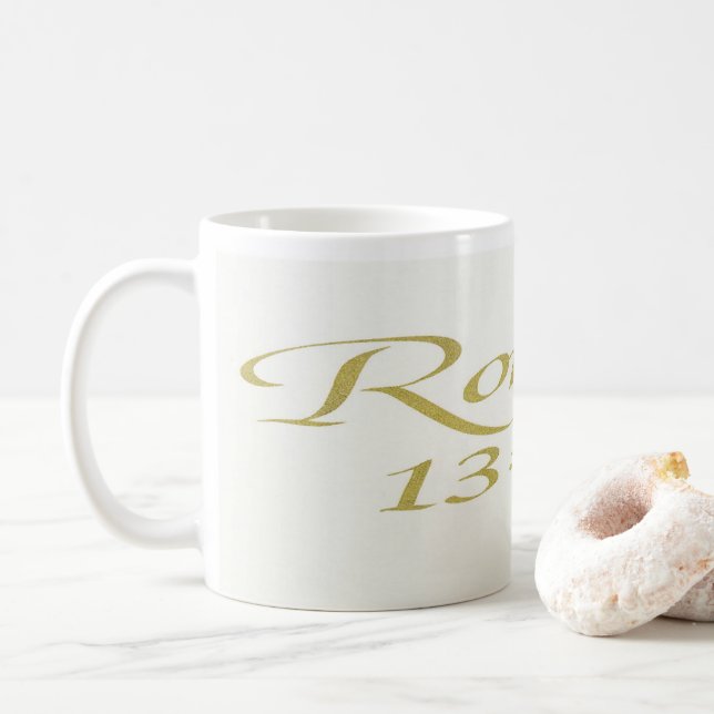 Romans 13:8-10: Bible Verse Mug (With Donut)