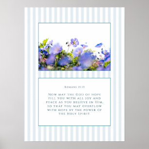 Romans 15:13 Bible Verse Floral & Coastal Poster