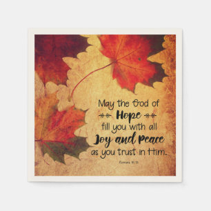 Romans 15:13 God of Hope Autumn Leaves Napkin