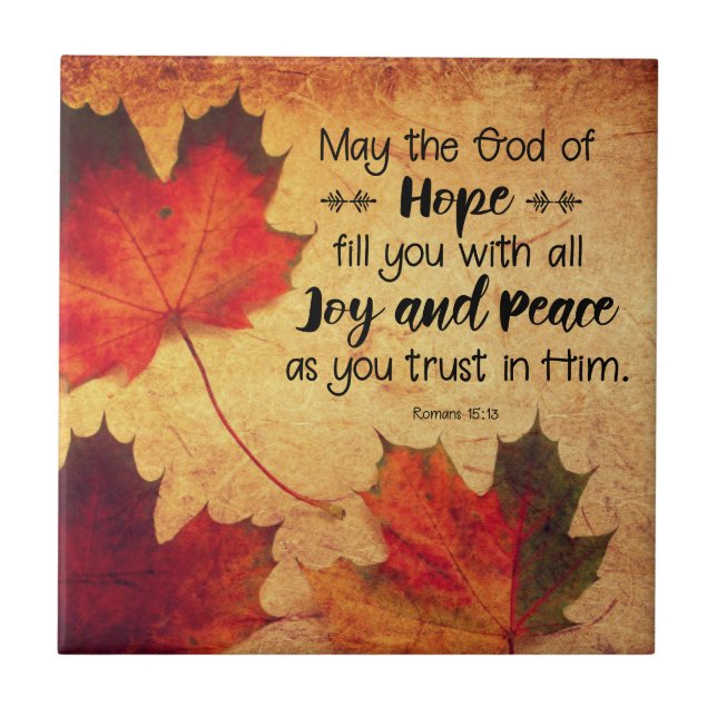 Romans 15:13 God of Hope Autumn Leaves Tile (Front)