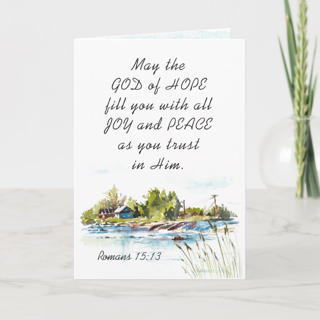 Romans 15:13 God of Hope Christian Bible Verse Card (Front)