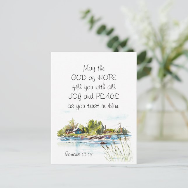 Romans 15:13 God of Hope Christian Bible Verse  Postcard (Standing Front)