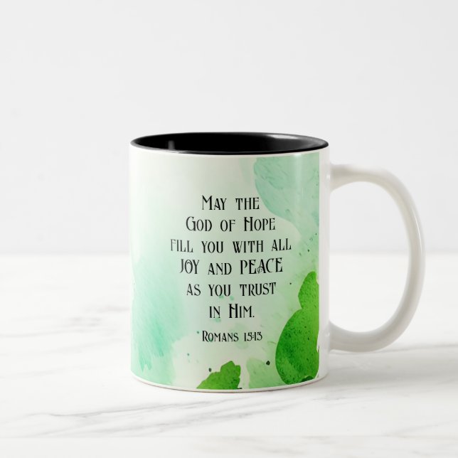 Romans 15:13 God of Hope Christian Bible Verse  Two-Tone Coffee Mug (Right)