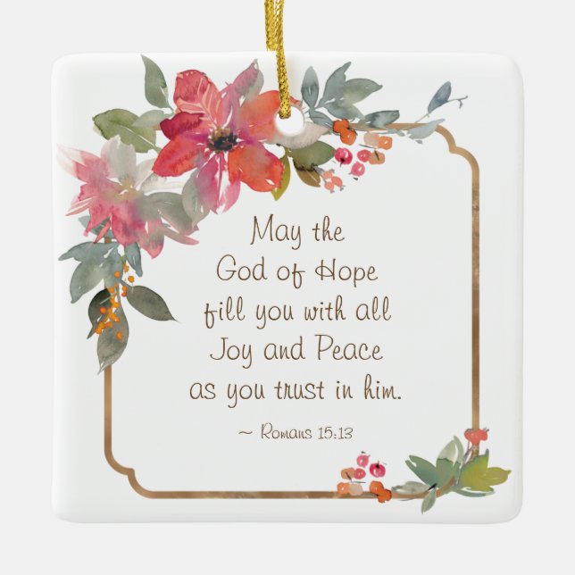 Romans 15:13 God of Hope, Christmas Ceramic Ornament (Front)