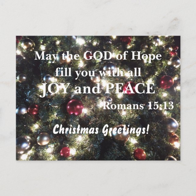 Romans 15:13 May the God of hope fill you with  Postcard (Front)