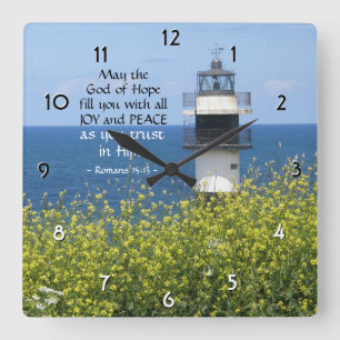 Romans 15:13 May the God of Hope, Lighthouse Square Wall Clock