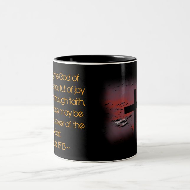 Romans 15:13 Two-Tone coffee mug (Center)