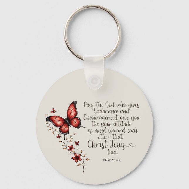 Romans 15:5 Bible Verse Image Keychain (Front)