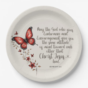 Romans 15:5 Bible Verse Image Paper Plate