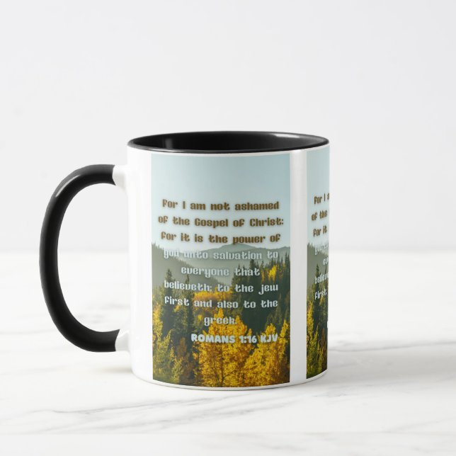 Romans 1:16 KJV Bible Verse Pic Mug Deux Tons (Gauche)