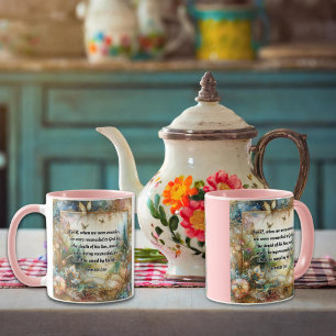 Romans 5:10 Scripture Elegant Pink Gold Floral  Mug